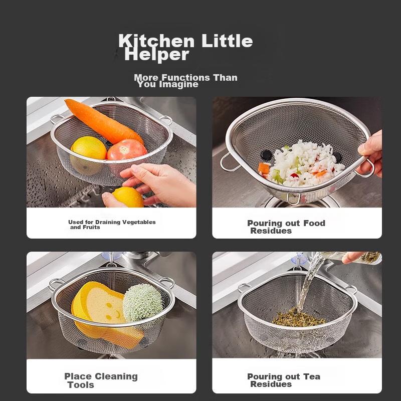 Stainless Steel Sink Strainer, Kitchen Sink Filter for Washing Dishes And Vegetables, Kitchen Waste Drainer, Triangular Basket