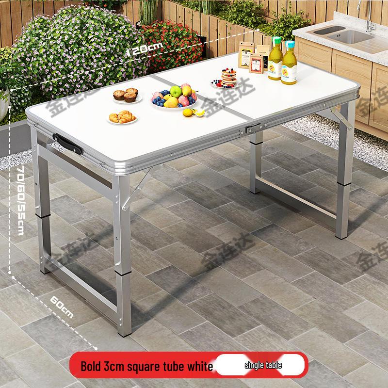 Portable Aluminum Folding Table for Outdoor Dining and Market Stalls - Adjustable and Compact