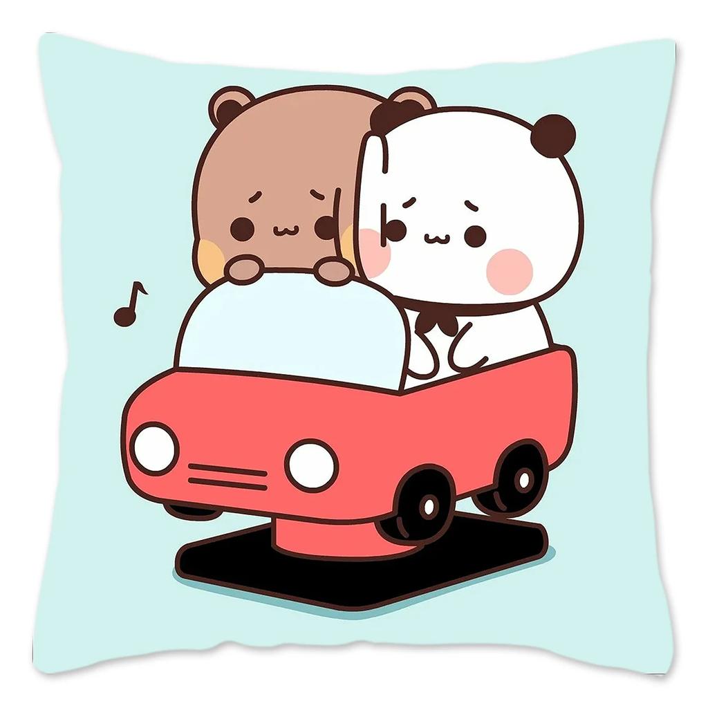 Povlak na polštář Bubu a Dudu Domácí dekorace Polyesterový povlak na polštář na pohovku Povlak na ozdobný polštář Zábavný Roztomilý Potisk Panda Medvědů