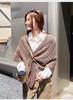 Women S Knitted Triangular Scarf With Buckle Dual Use As Shawl And Neck Warmer
