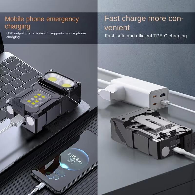 Mini Přenosná LED COB Svítilna Nastavitelná Otočná Magnetická Svítilna USB Dobíjecí Venkovní Svítilna Kempingová Nouzová Lucerna