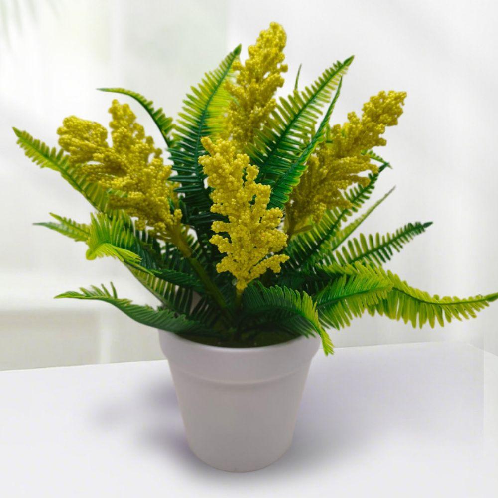with Flowerpot Simulation Fern Leaves Plastic Faux Lavender Flower Home Decoration