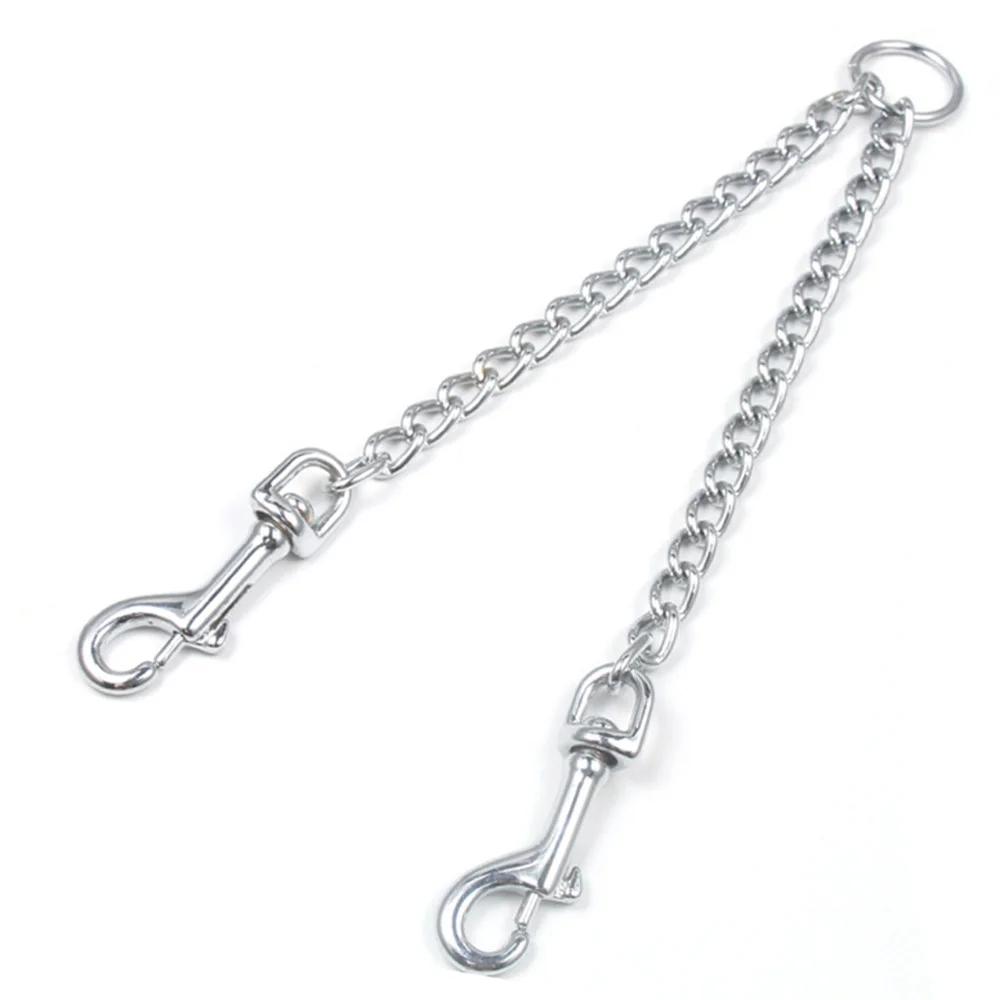 

2 Dogs Leash Heavy Duty Stainless Steel Double Dog Coupler Twin Lead 2 Way for Two Pet Dogs Walking Leash Large Dog Safety Chain S 2.5MMX40CM срібний