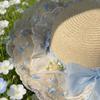 Fashion Floral Design Woman's Straw Hat Elegant INS Lace Brim Sunshade Cap Wide Brim Breathable Outdoor Beach Hat Summer Season