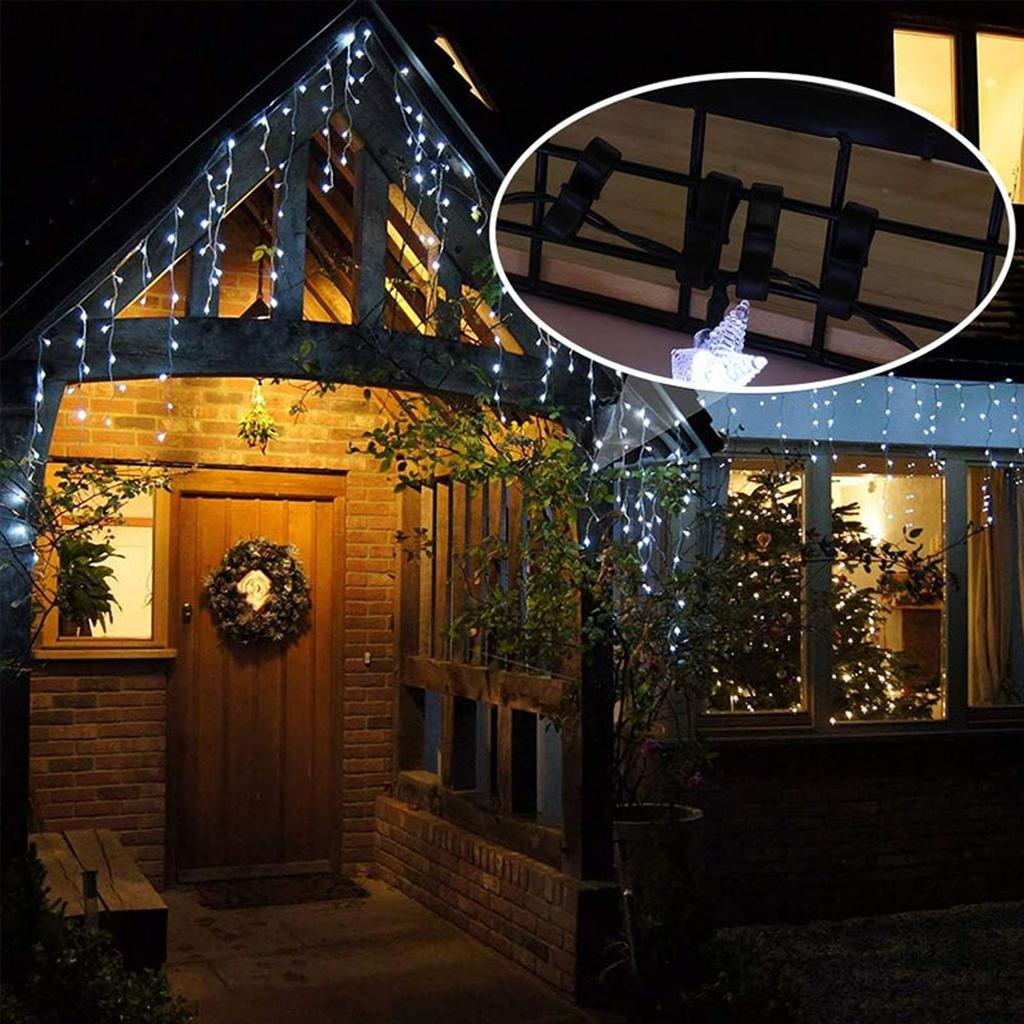 Háček na světelný řetěz ve tvaru S Klip Pevné háčky na okap Černý/Bílý Plastové Elastické Utahovací háčky Vánoce