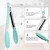 Silicone Non-SlipTongs for Cooking, 430 Steel Table Tongs for Kitchen Salad, Pasta, Grilling, BBQ, Heat Resistant Tip, Strong Grip for Meat Sky Blue