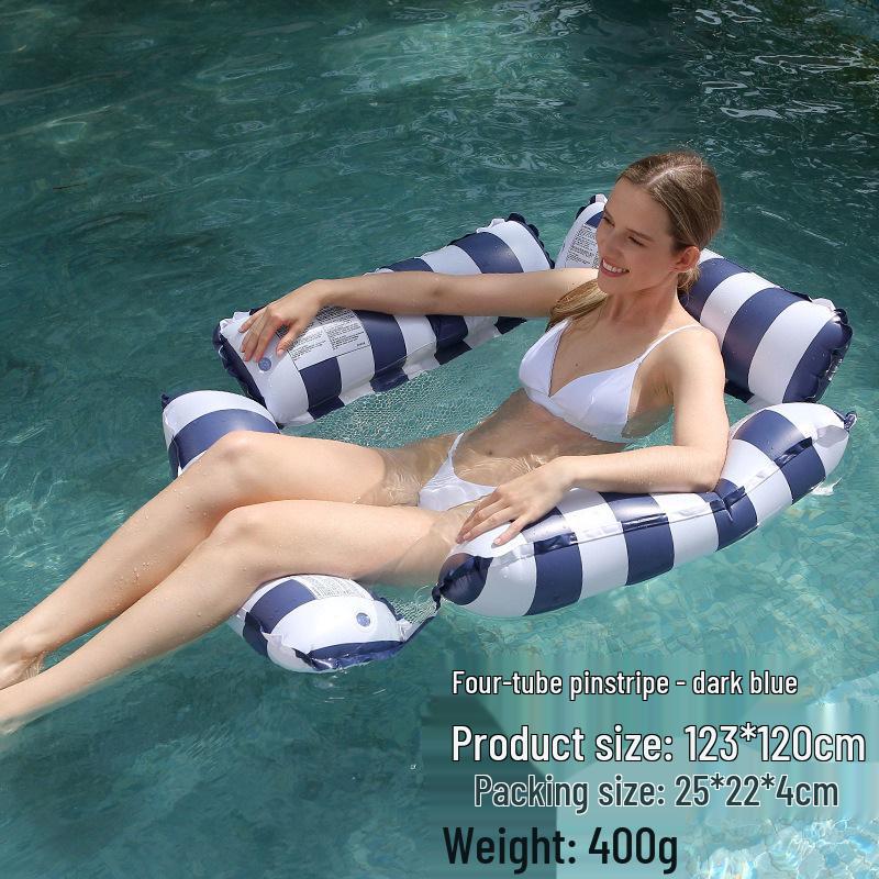 Inflatable PVC Float Recliner: Foldable Striped Swimming Bed