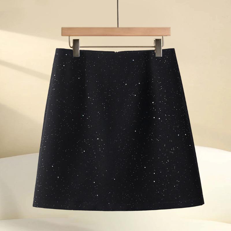 Elegant A-line Sequined Skirt: Women s 2025 Autumn/Winter High-Waisted Versatile Mid-Length Design 2XL / 30 [130-140 jin]