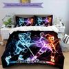 Hockey Player Duvet Cover Set Sports Theme Breathable Polyester Bedding Digital Print Machine Washable