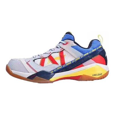 Li Ning Kedihao Ace Professionelle Low-Top Badminton Schuhe Herrenschuhe Weiß Blau AYAQ015-1