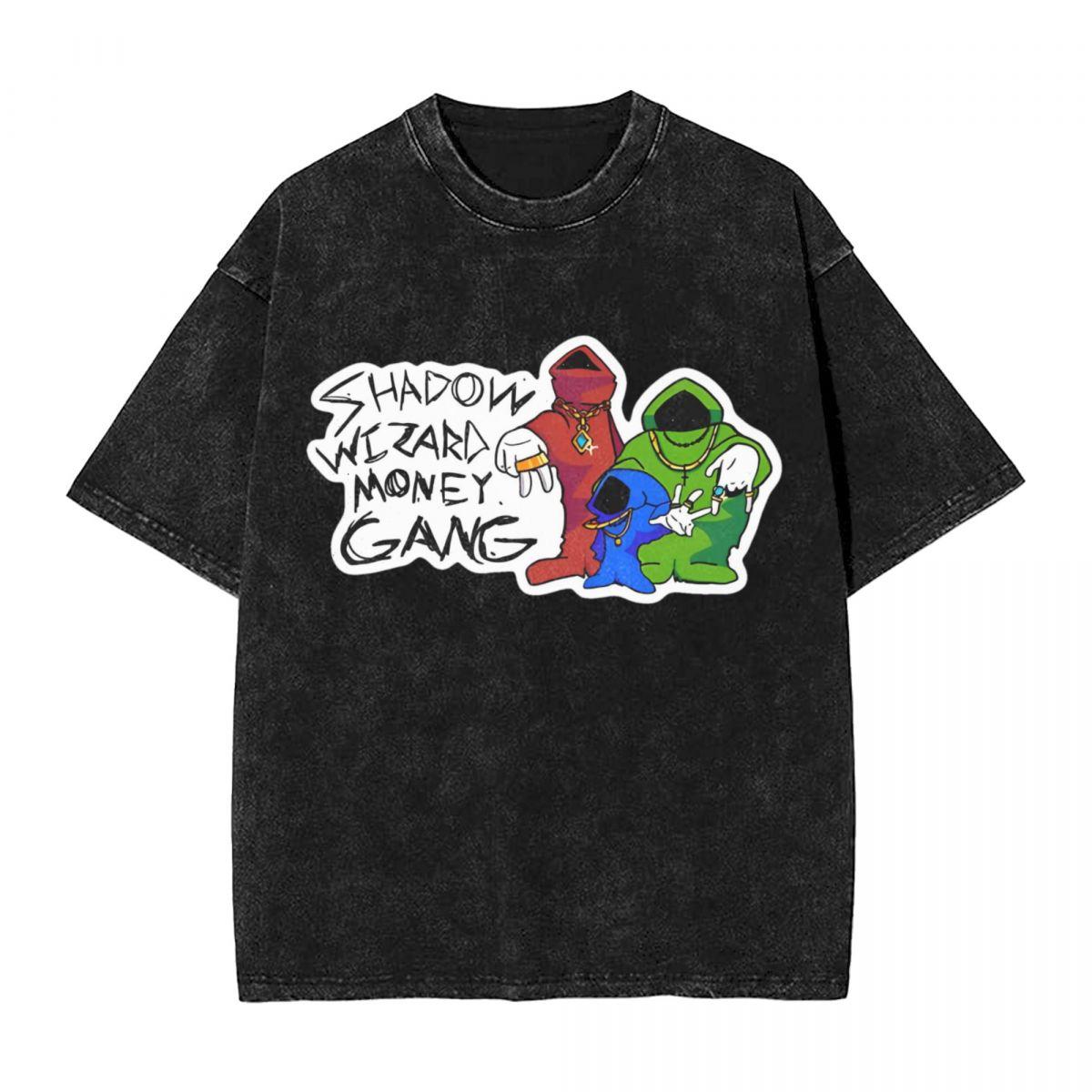 

Washed T Shirt Shadow Wizard Money Gang Magic Hip Hop Retro TShirt Harajuku Streetwear Short Sleeve Graphic Tops Tees Men Women S