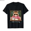 Lustiges Katzenlehrer-Meme für den letzten Schultag T-Shirt für Damen Herren 100% Baumwolle Kurzarm Tops 05011