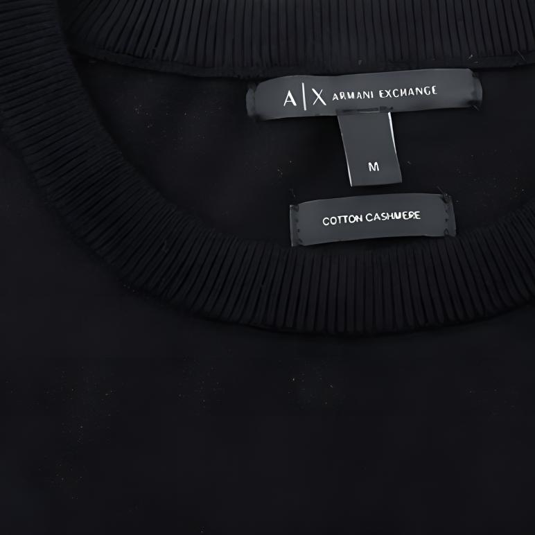 Armani Exchange Solid Color Crew Neck Knitted Sweater Men Sweater Black 8NZM6A-ZM1HZ-1200