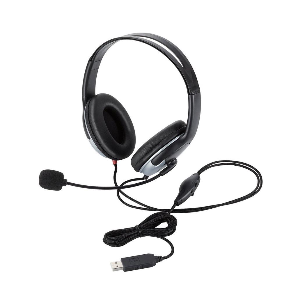 ELECOM Headset with Both Cushion Ear [2014 model] Microphone, USB, Ears, Over-the-Head, Pads, 1.8m HS-HP23USV