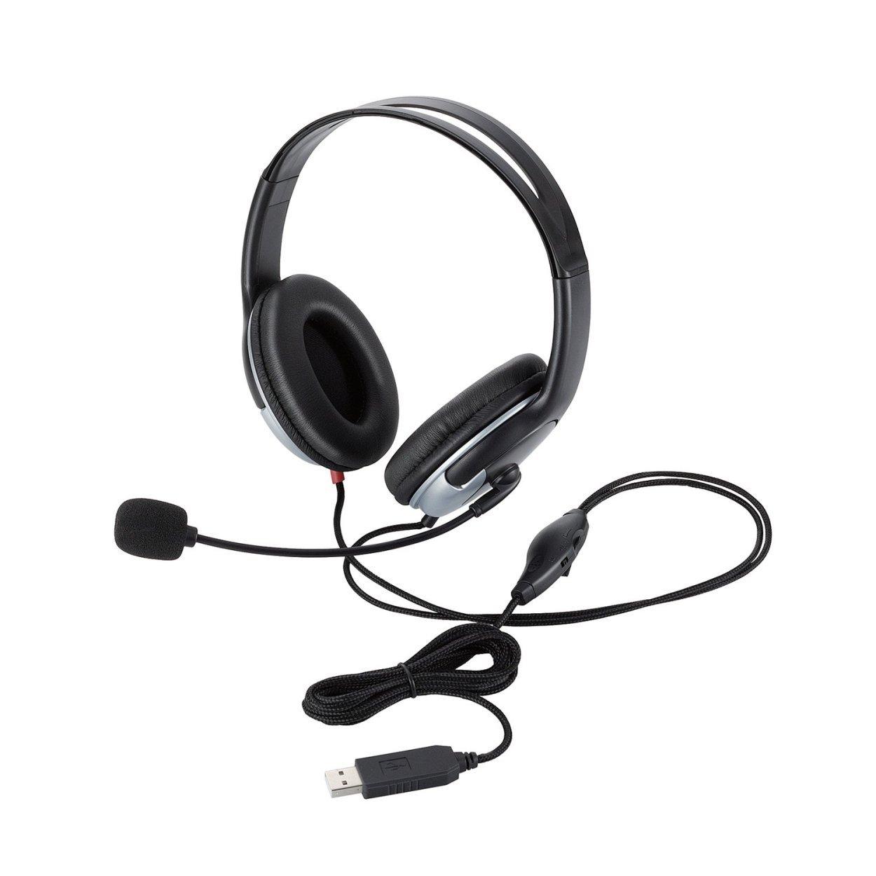 

Elecom Гарнитура с амбушюрами [модель 2014 года] Микрофон, USB, Наушники, Накладные, Амбушюры, 1,8 м HS-HP23USV