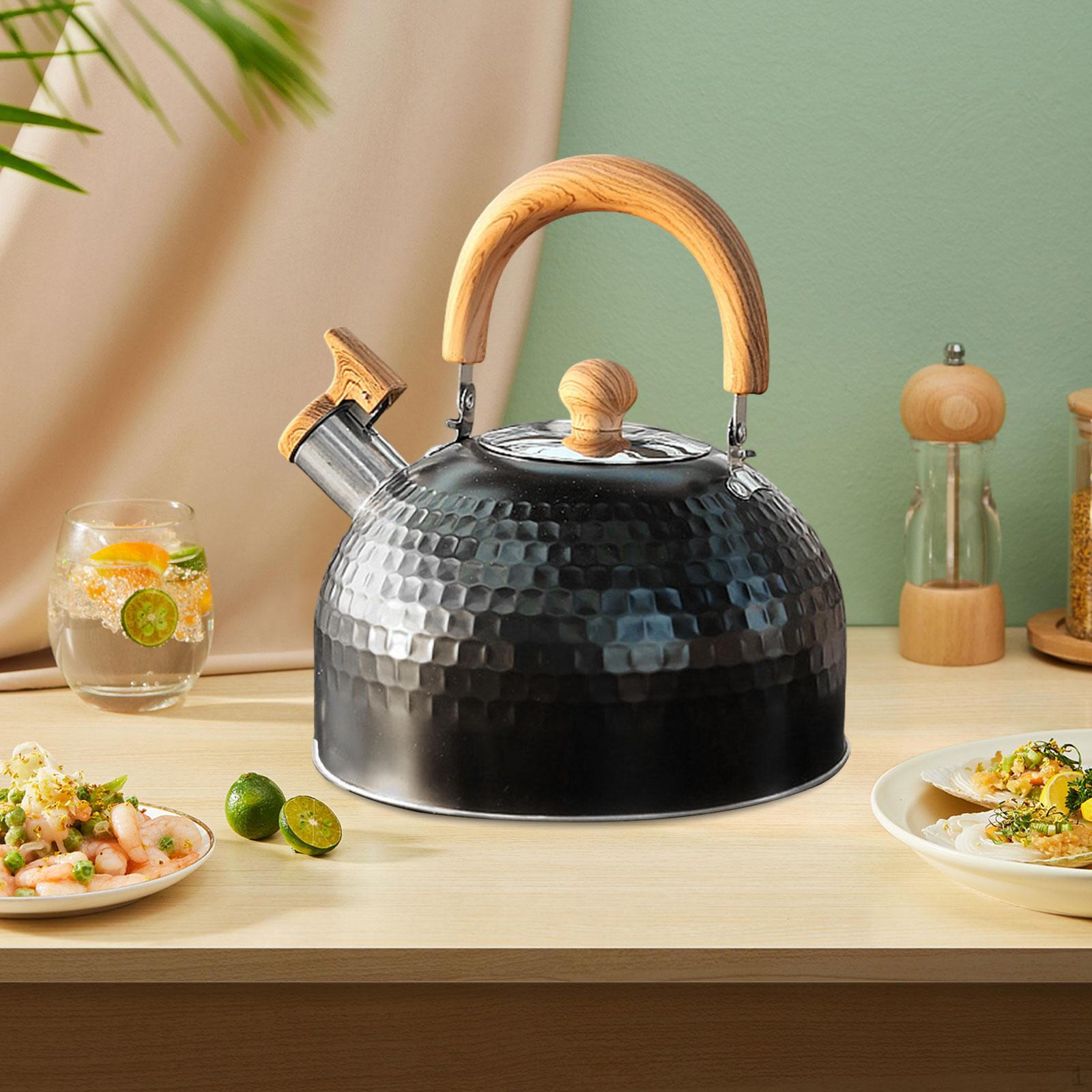 

Whistle Water Kettle Stainless Steel Modern Portable Sturdy Multiuse Stovetop Teapot for Home 2.5L black