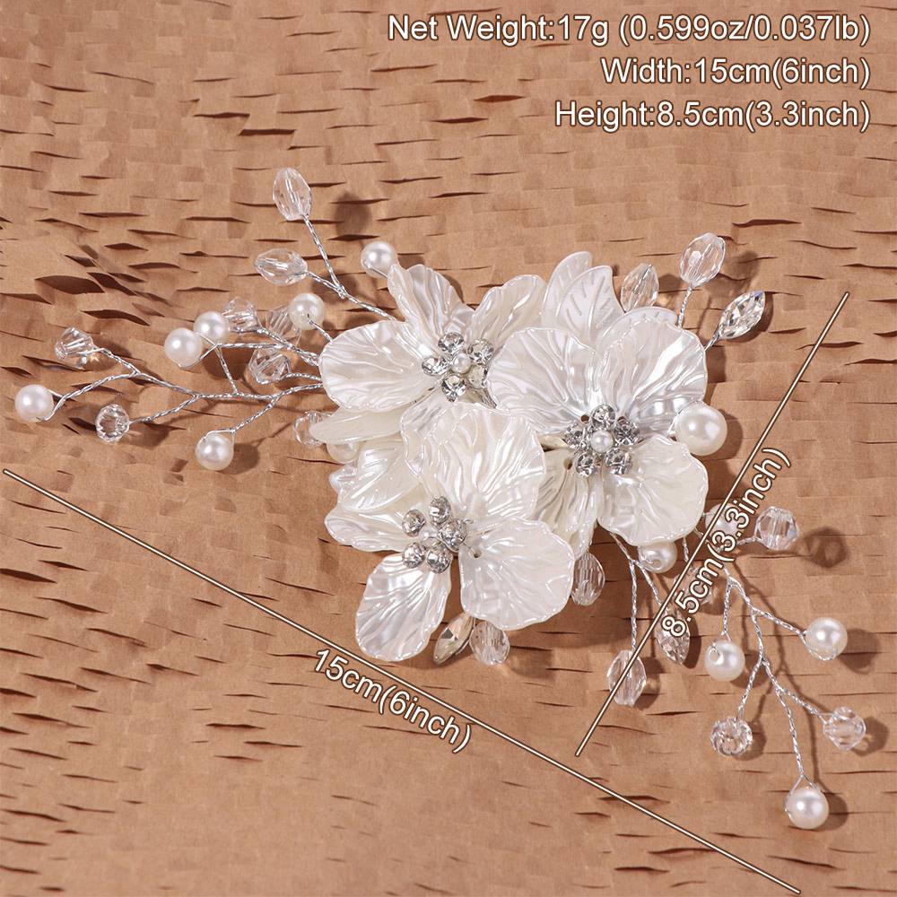 White Bridal Headwear Crystal Pearl Flower Wedding Hairpin New Bride Headdress  Hair Jewelry