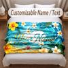 Sunset Landscape Theme Soft Blanket Personalized Custom Name Text Print Warm Blanket Home Sofa Bedroom Decor