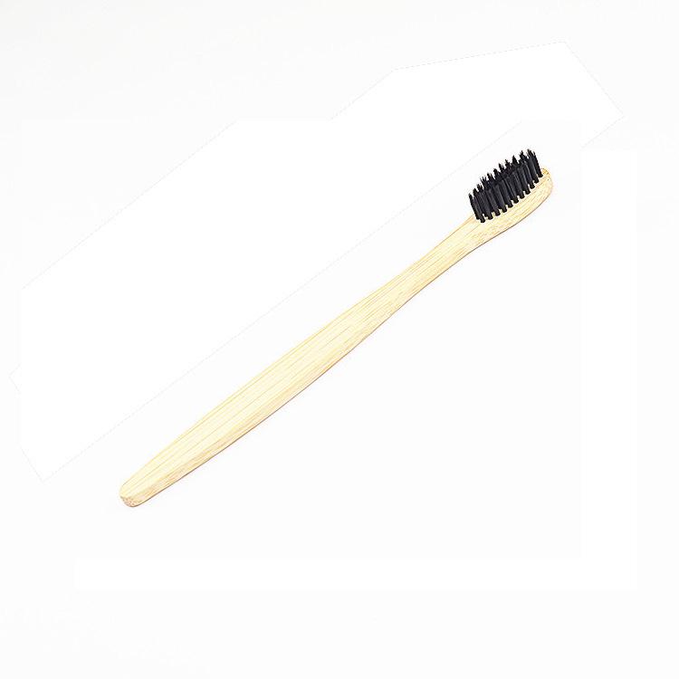 

Eco-friendly Black Flat Bamboo Toothbrush with Rainbow Bristles
