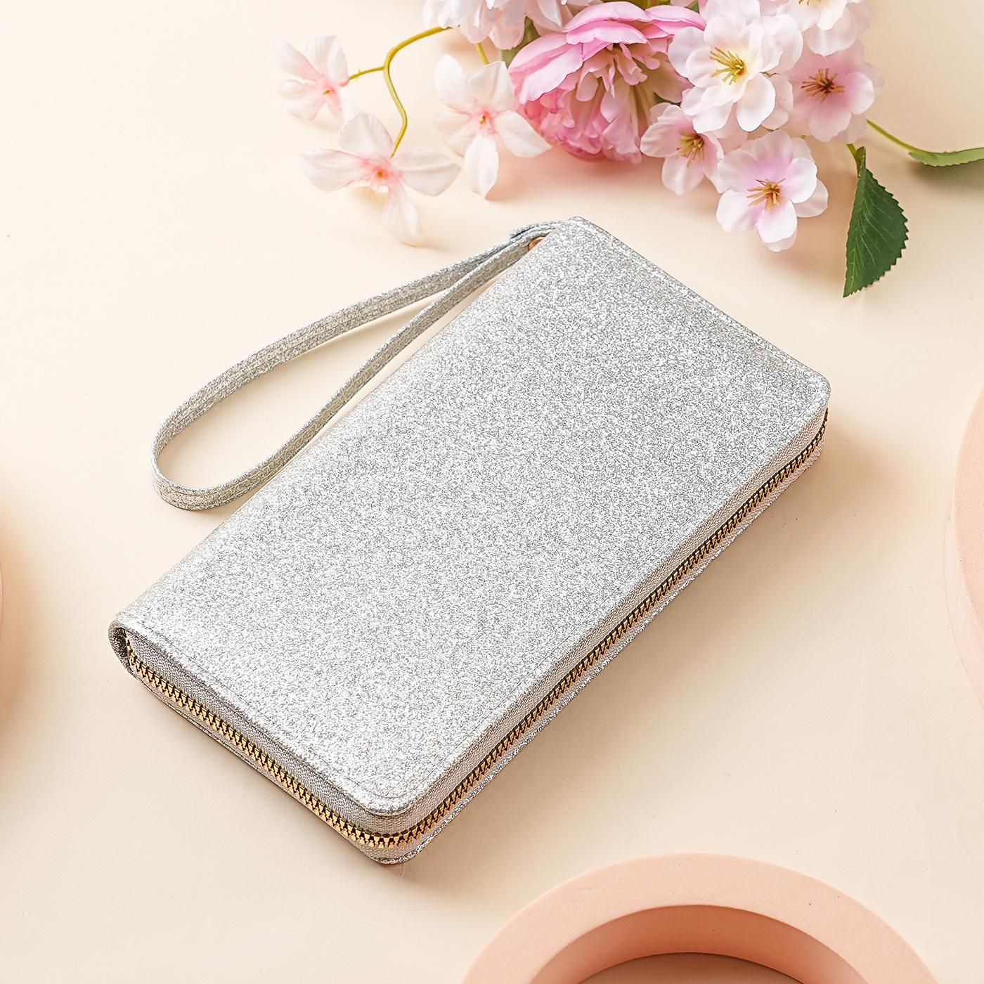 

Жіночі гаманці Довгий гаманець з бісером, паєтками та блискітками - Клатч, гаманець для монет та картхолдер 19. 5*10.5*2CM сірий