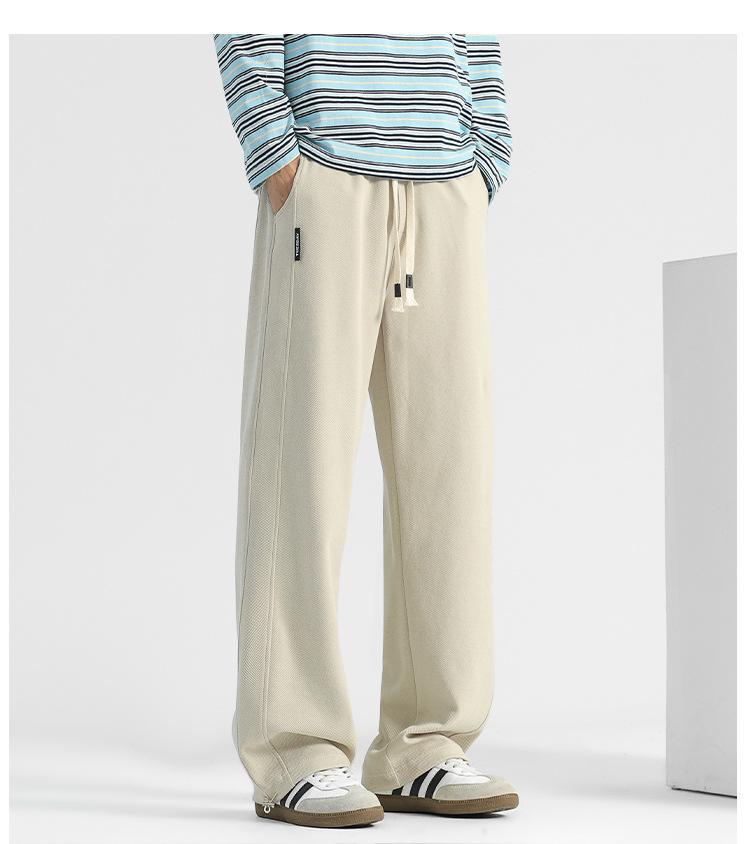 Men's Korean Relaxed Wide-Leg Velvet Sweatpants for Autumn and Winter