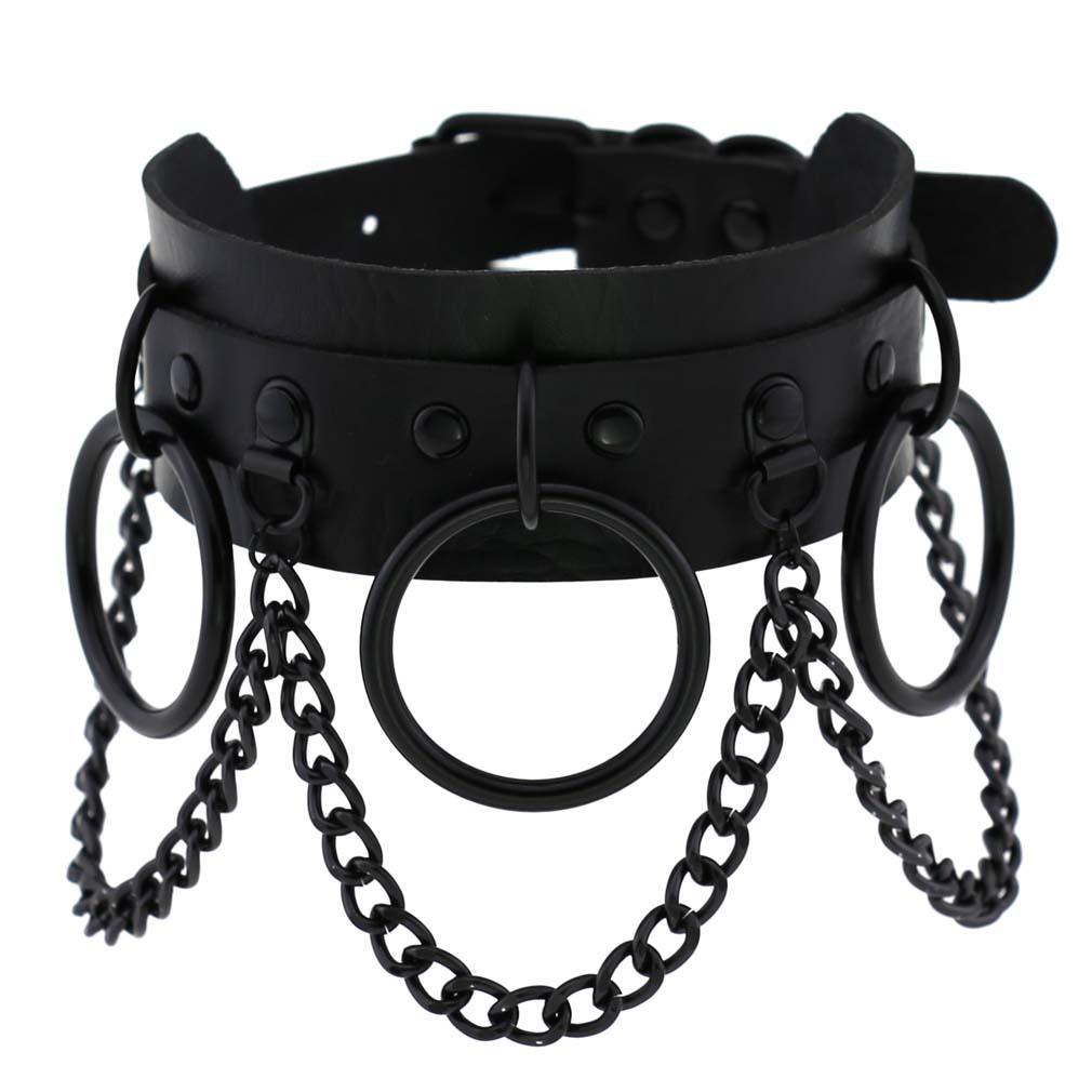 DIEZI Cosplay Black PU Leather Chain Necklace For Women Vintage Harajuku Gothic Choker Collar Statement Necklace Men Jewelry
