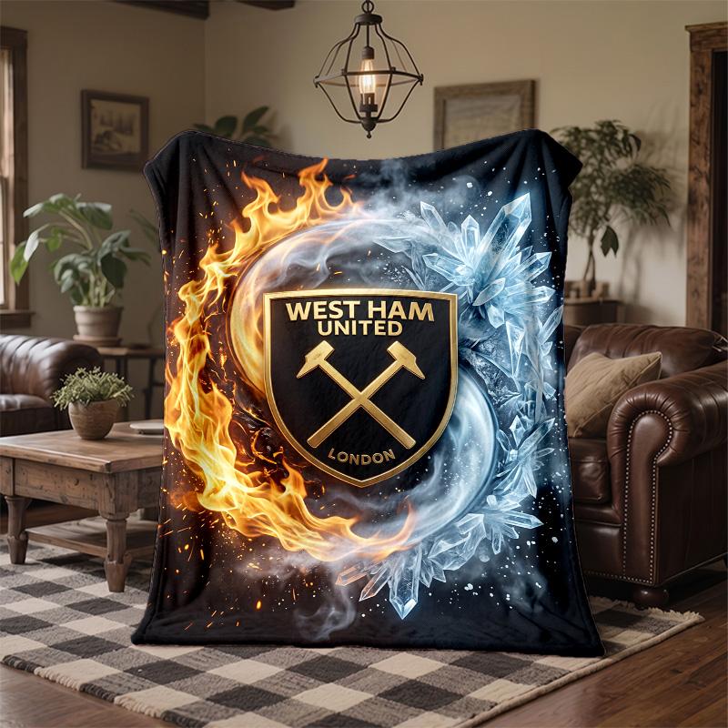 West Ham United Football Print Flannel Blanket Soft Warm Sofa Bed Throw Blanket For Home Office Bedroom