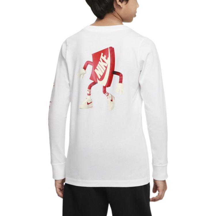 Nike Kinder Reine Baumwolle Lässig Atmungsaktiv Langarm T-Shirt Kinder Oberteile Weiß DO1838-100