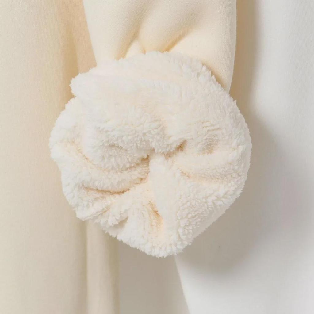 Podzimní/Zimní Zesílená Mikina z Australské Bavlny Polární Fleece, Spuštěná Ramena, Unisex Volný Střih, Plus Samet, Khaki.