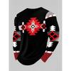 Men's Casual Autumn and Winter Printed Long-sleeved Crew Neck T-shirt