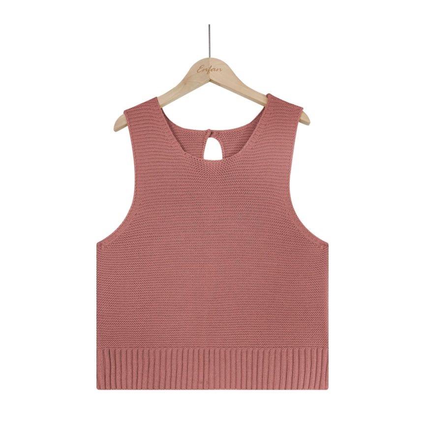 Spring and Summer Women's Vest Fashion Solid Color Camisole Tank Tops Knitted Button Down Tops Undershirt