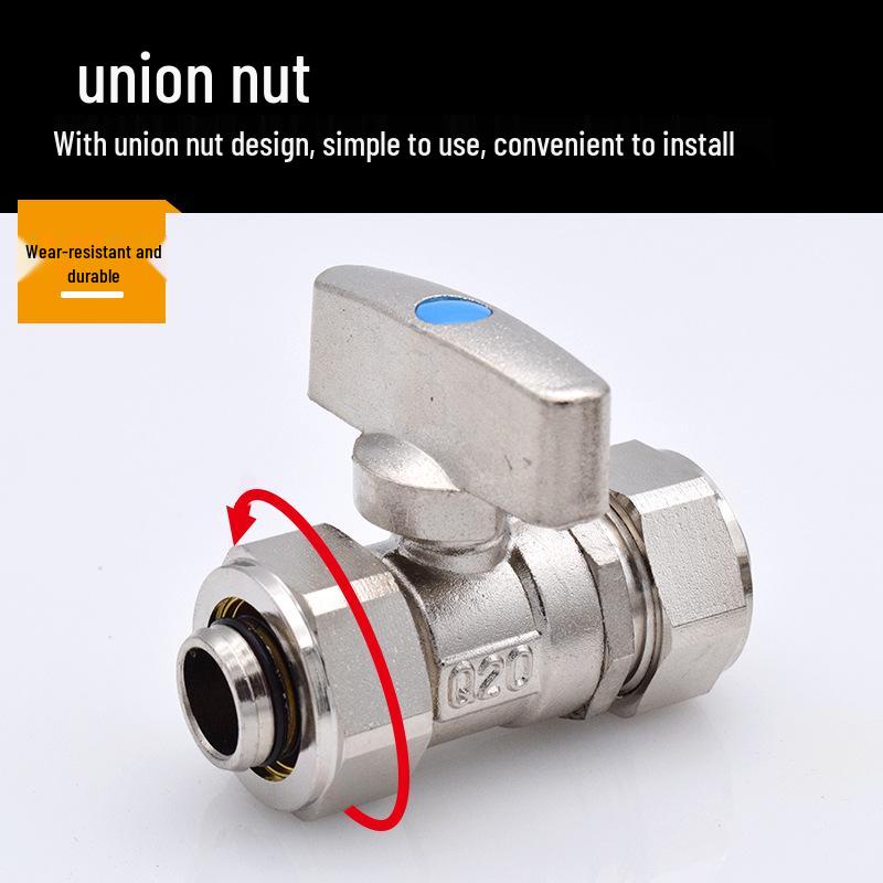 Solar Compression Ball Valve Switch with Aluminum-Plastic Pipe Fitting for Radiators 1/2" & 3/4" 2025 Model