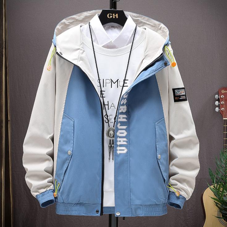 Płaszcz męski na wiosnę i jesień Męska kurtka z kapturem na wiosnę i jesień