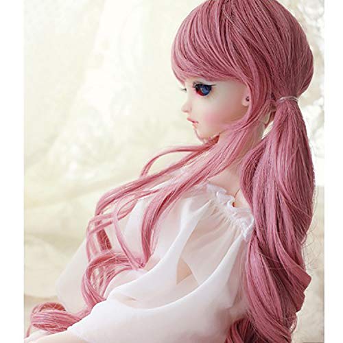 Pink Curly Long Color-Mixed Wig for 1/3, 1/4, and 1/6 Scale Dolls, Heat-Resistant (Up to 180°C) (1/3 Doll)