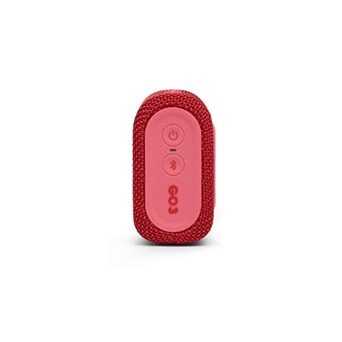 JBL GO3 Bluetooth Speaker, USB C Charging, IP67 Dustproof and Waterproof, Passive Radiator, Portable, 2020 Model, Red (JBLGO3RED)