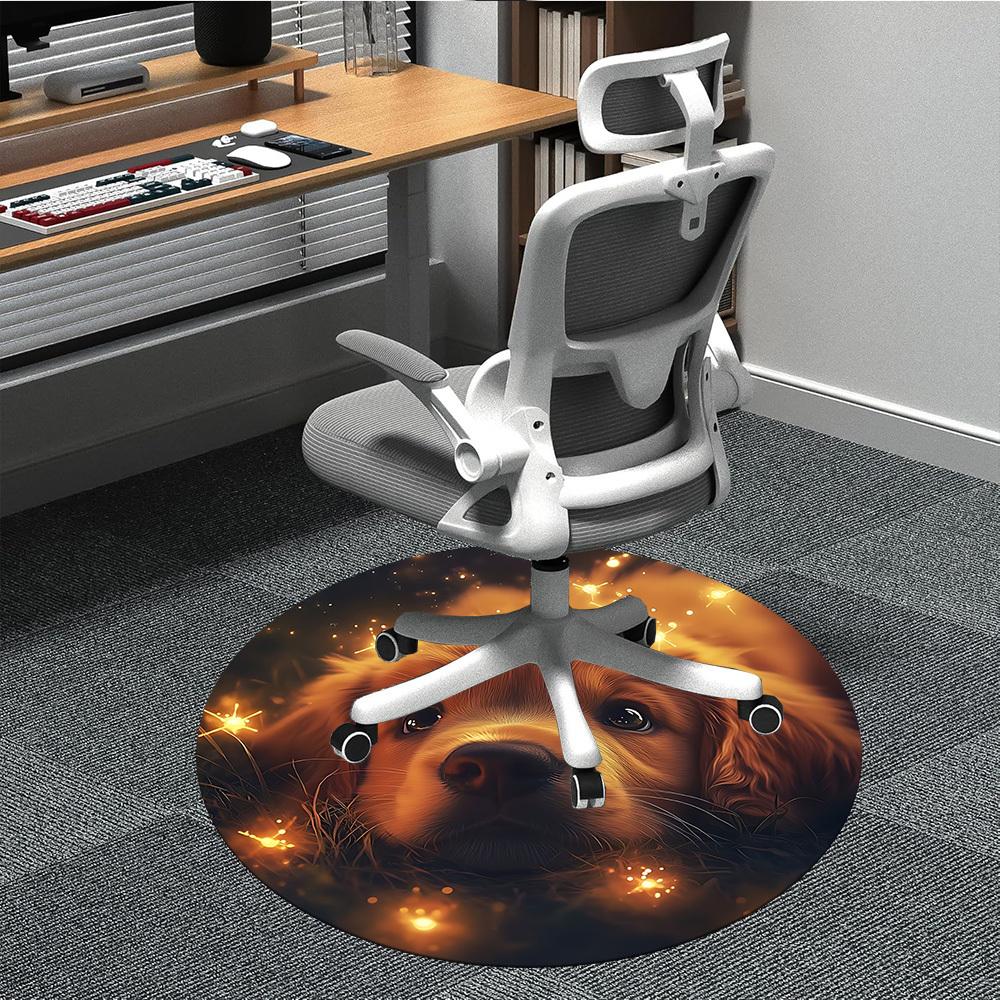 

1pc Puppy Sparkle Office Round Area Rug, Indoor Mat Suitable ForOffice, Under Office Chairs Bedroom Living Room Home Decor, Room Deco T059 80cm by 80cm