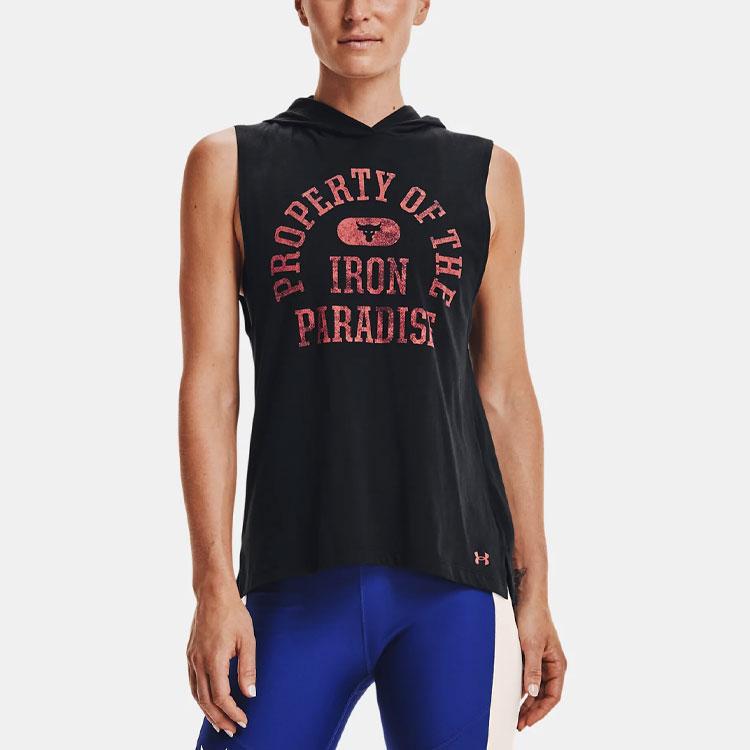 Under Armour Project Rock Johnson Printed Loose Training Hoodie Women Hoodies Black 1366003-001