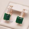 New Emerald Square Cut Zircon Promise Earring For Women Luxury  Rose Gold Wedding Jewelry Party Daily Dangle Earrings