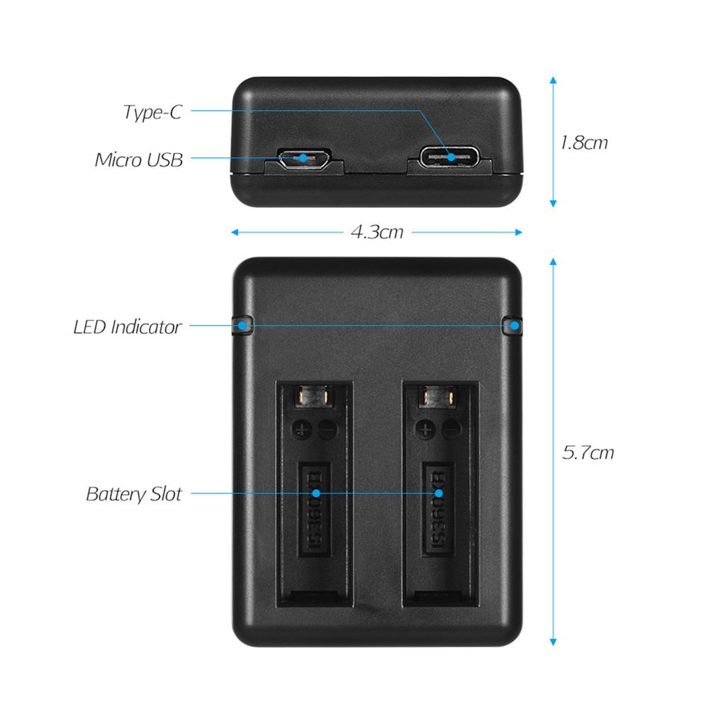 Portable Dual Camera Battery   Kit Set with 2pcs Rechargeable Batteries USB Cable Indicator Light for  One X Cameras