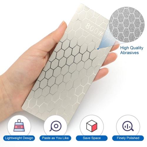 5 Diamond Sharpening Stones, Knife Sharpening Stones with Extra Fine/Coarse Plates and Non-Slip Base, 400/600/800/1000/1200 Grit