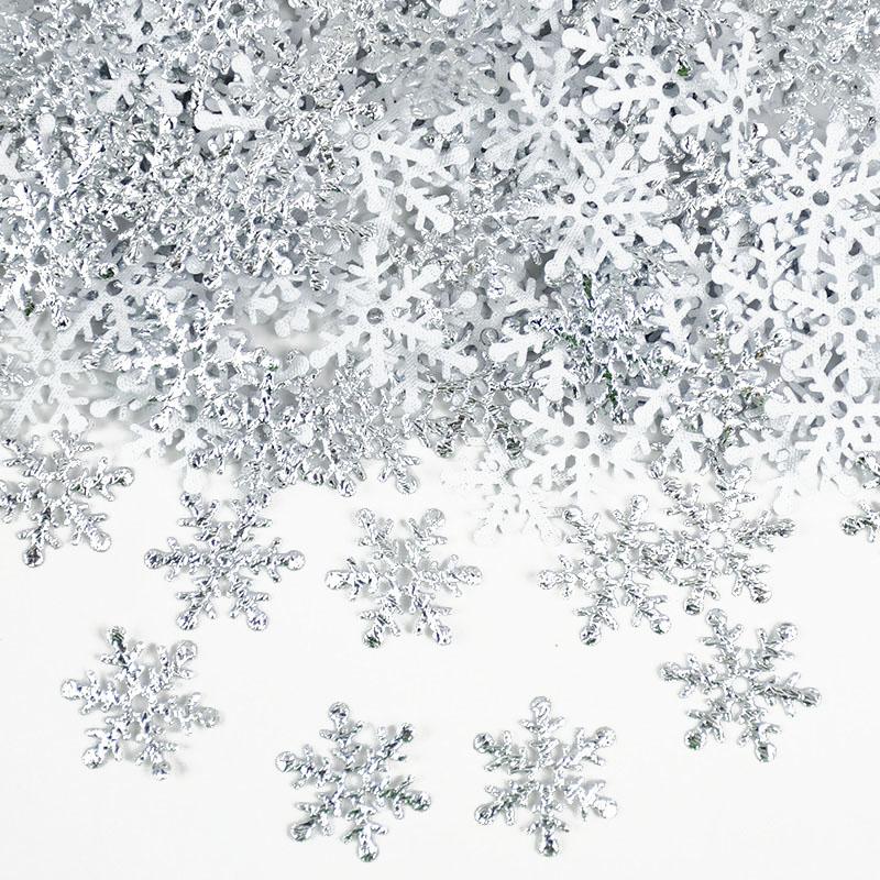 300Pcs Snowflakes Confetti Xmas Tree Ornaments Christmas Decorations for Home Winter Party Wedding Decor Supplies
