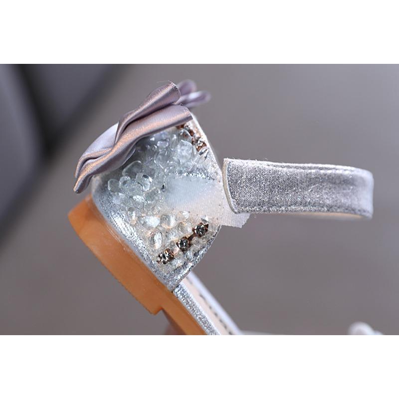 Spring-summer-autumn Bowknot Korean Rhinestone Soft-soled Girls' Sandals, Princess Shoes, Children's Shoes, Spring-style Girls' Leather Shoes