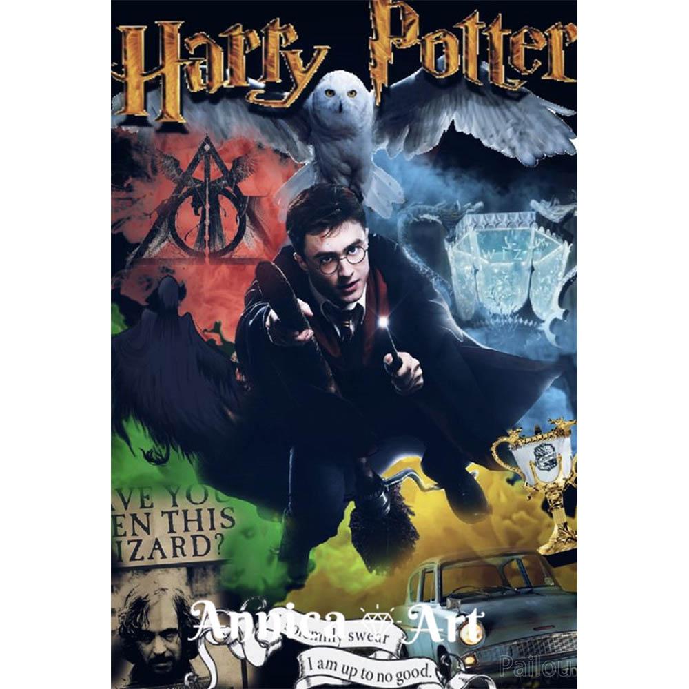 Harry Potter Cartoon Stich Bilder Set Künstliche Leinwand Hogwarts Schule Mosaik Stich 5d Diy Vollbohrer Diamantmalerei Kunst