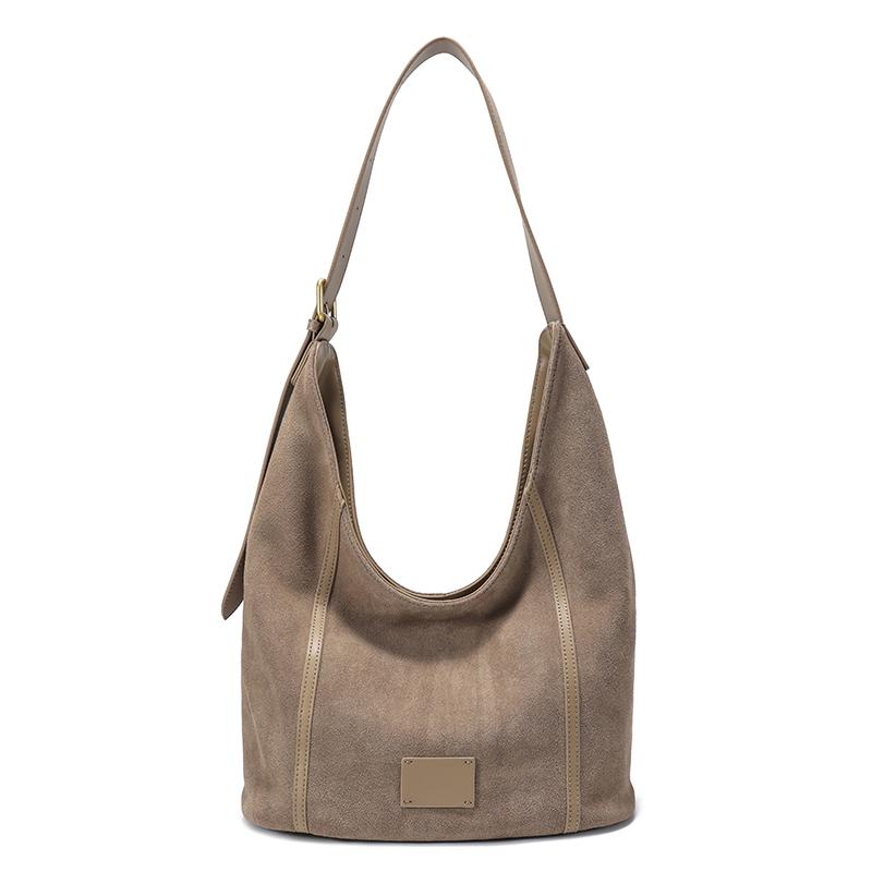 Ladies Suede Cow Genuine Leather Underarm Bags Women Soft Cowhide Vintage Shoulder Bag Female Fashi Luxury Designer Handbags