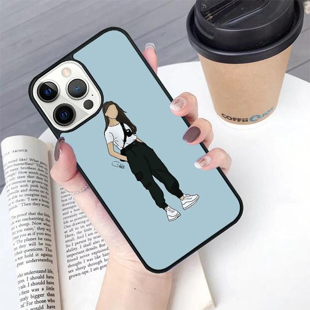 

Cartoon Girl illustration phone Case Cover For iPhone 17 Air 16 15 14 Plus For apple 16 11 12 13 Pro Max coque iPhone 13