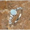 Fashion Commuter Champagne Gold Four Claw Oval White Edge Moon Ring