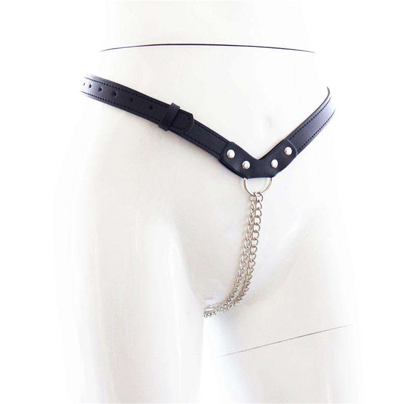 Leather Pants Sex Toys For Woman Men Steel Chain Vagina panty Bondage Underwear Adjust Panties Chastity Anus Sex Products
