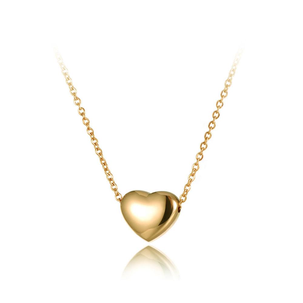 Lokaer Titanium Stainless Steel Love Heart Pendant Necklace Jewelry Rose Gold Color Chain Link Wedding Necklace for Women золотой
