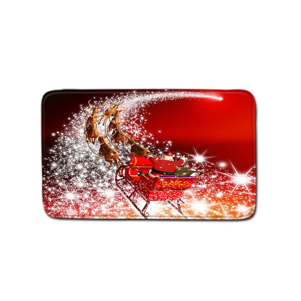 Christmas Shower Curtain Floor Mat Combination Four-Piece Set Kitchen Door Mat Bedroom Living Room Carpet