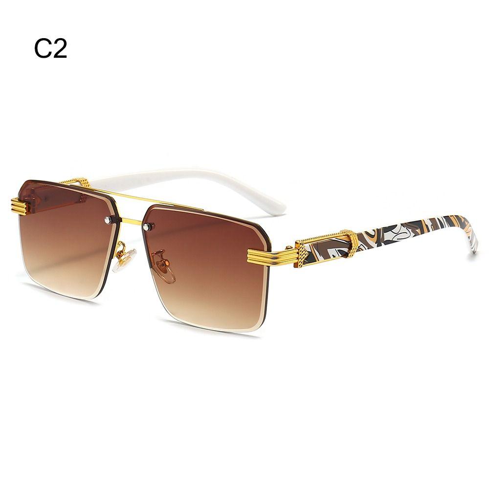 Square Frameless Sun Glasses UV400 Cutting Lenses Eyewear Retro Gradient Shades  for Women